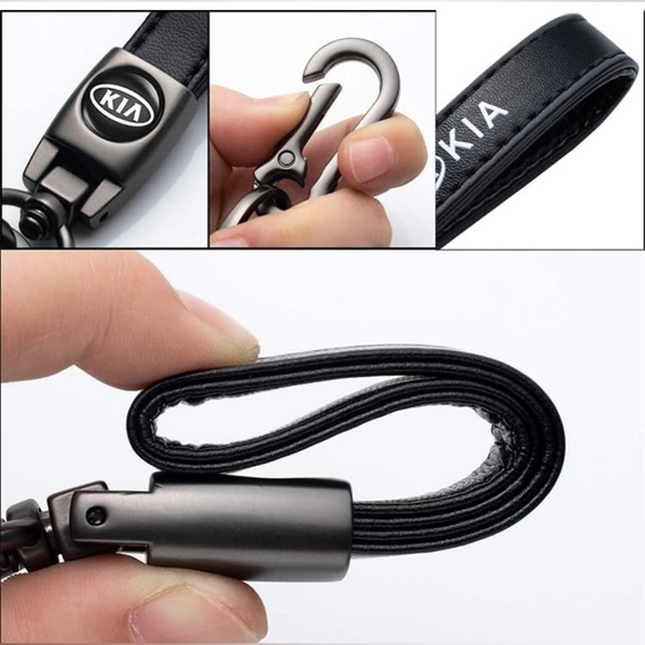 Kia Key Fob Keychain in Black Leather NWT - Picture 3 of 5